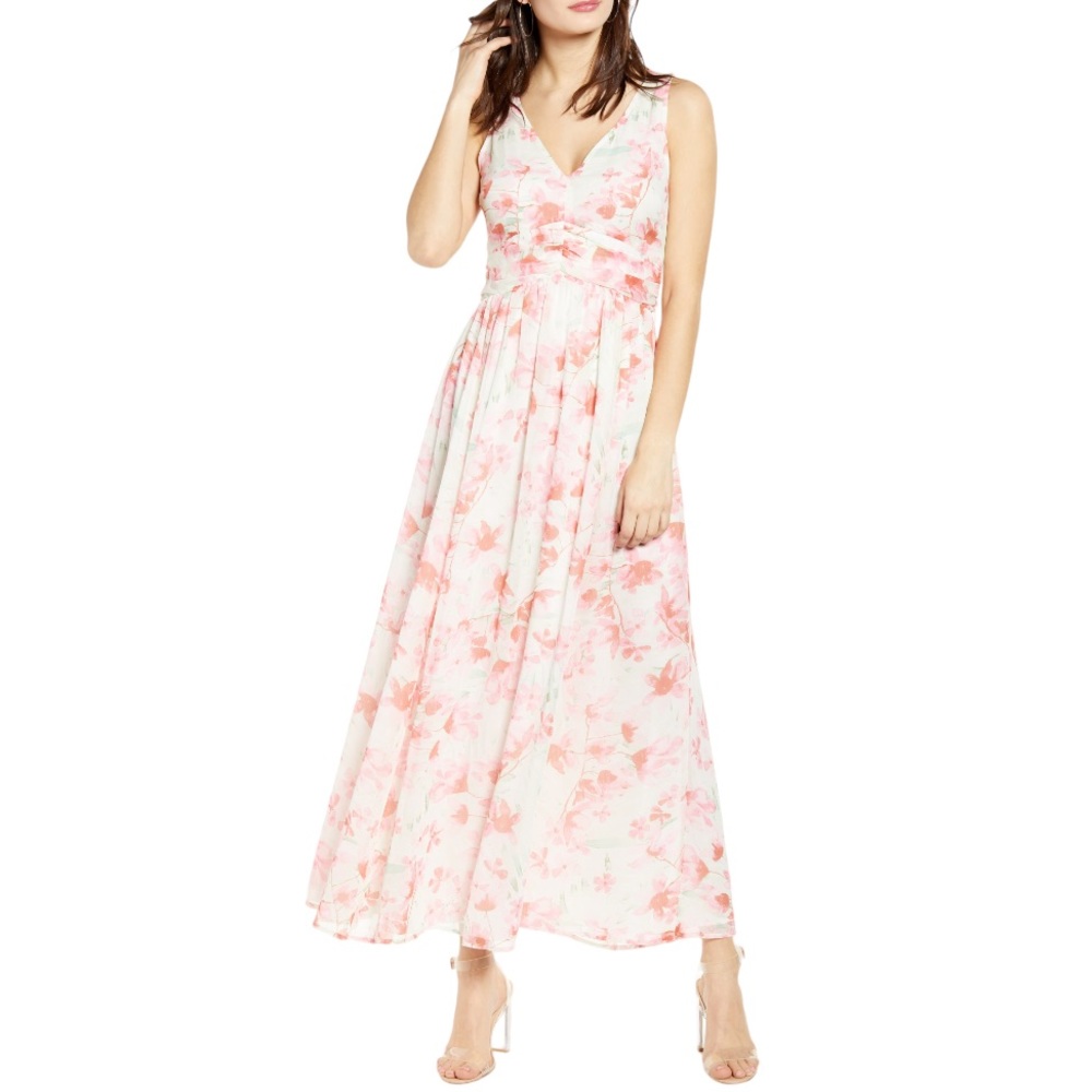 leith floral maxi dress Leith + Floral Print Maxi Dress
